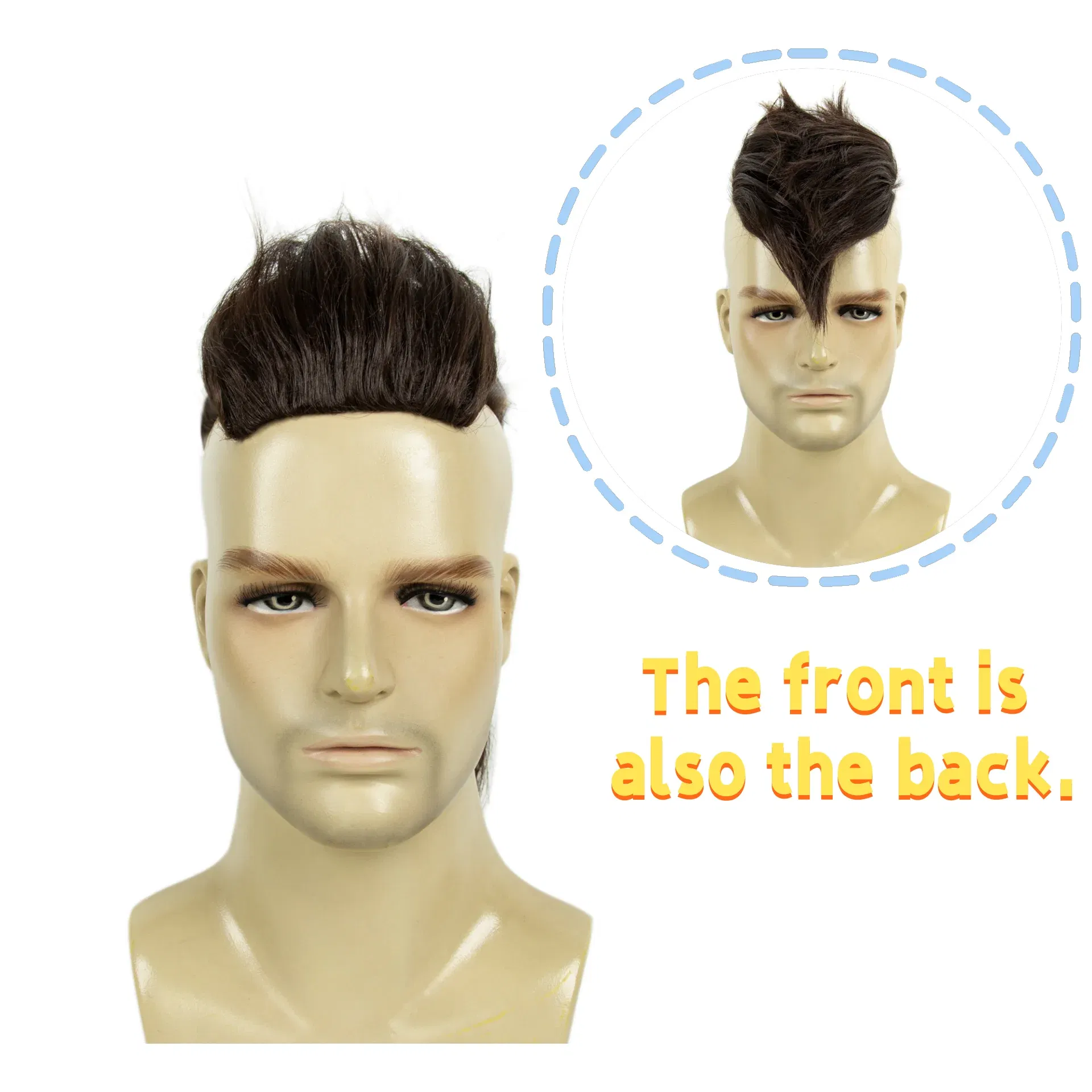 Color: Red, Stretched Length: 6inches - REEWES Men's Mohawk Wig Halloween funny Cosplay Red & Black Short Toupee Piece for Men Synthetic Clip In Hair Accessories Party
