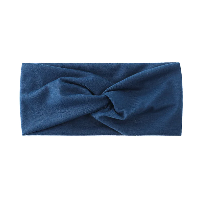 Color: DEEP BLUE, Ships From: CHINA - Pilates Elastic Hair Bands Yoga Headband Running Cycling Sweatband Turban Makeup Hair Hoop Makeup Headwrap Women