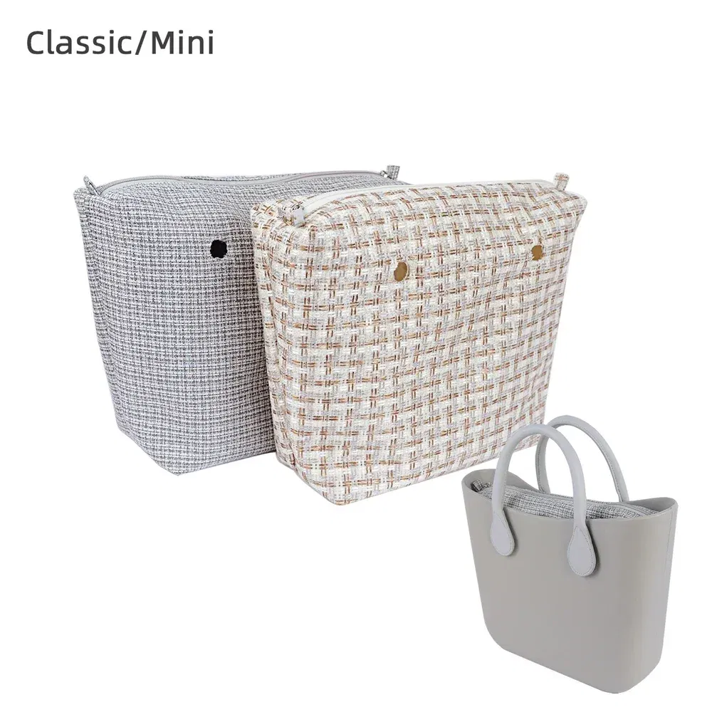 Color: Blue - TANQU Classic Mini linen canvas organizer fabric inner lining Insert for Obag Mini O Bag Women's Handbag Accessory