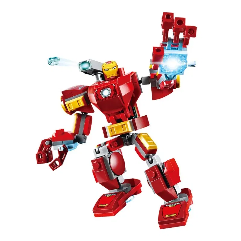 Color: Blue, Size: S - 28cm Marvel anime, Avengers, Captain America, Iron Man: 120PCS/piece building block toy, birthday gift for children