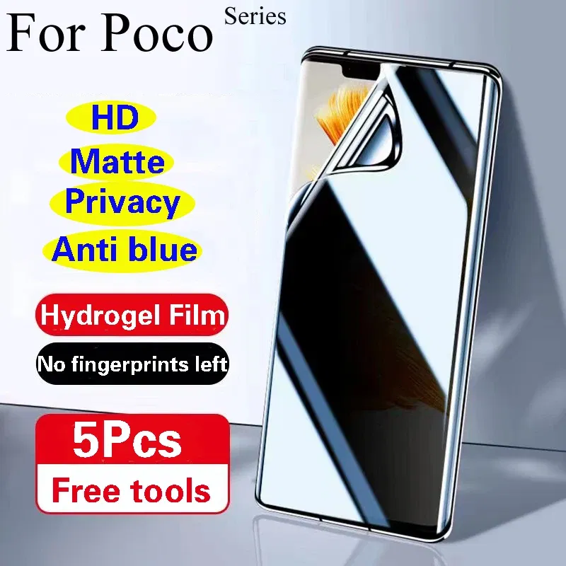 Bundle: 5 Pieces, Material: Anti Blue Light, Compatibility by Model: Poco F7 Ultra - F7Ultra Privacy Screen Protector For POCO X7 F7Pro Matte Hydrogel Film POCO F6 Pro X6Pro HD Anti Peeping F6 Soft Full Coverage