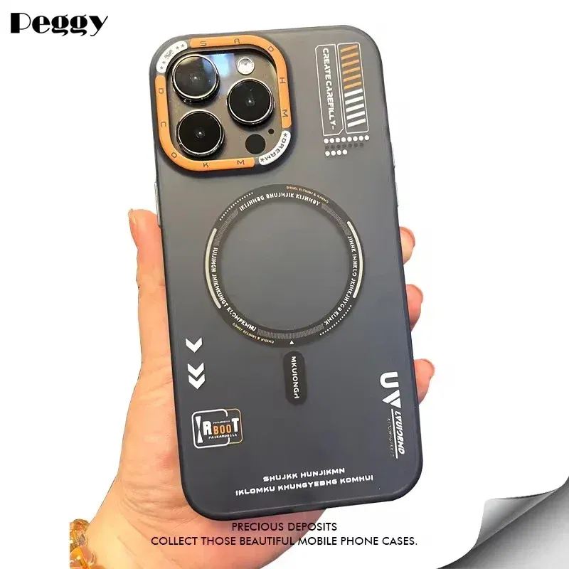 Color: Brown, Material: Silicon - Matte Magnetic Phone Case For iPhone 12 13 14 15 16 Pro Max Megsafe Wireless Charge Frosted Back Metal Lens Frame Buttons Cover