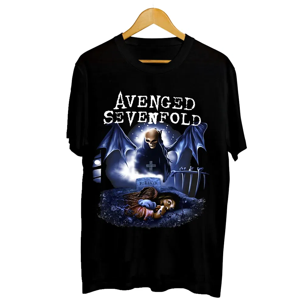 Color: GRAY, Size: XXXL - Men Clothes Round Neck T-shirt Heavy Metal Band Rock Cotton Breathable Print Womens Plus Size Tees