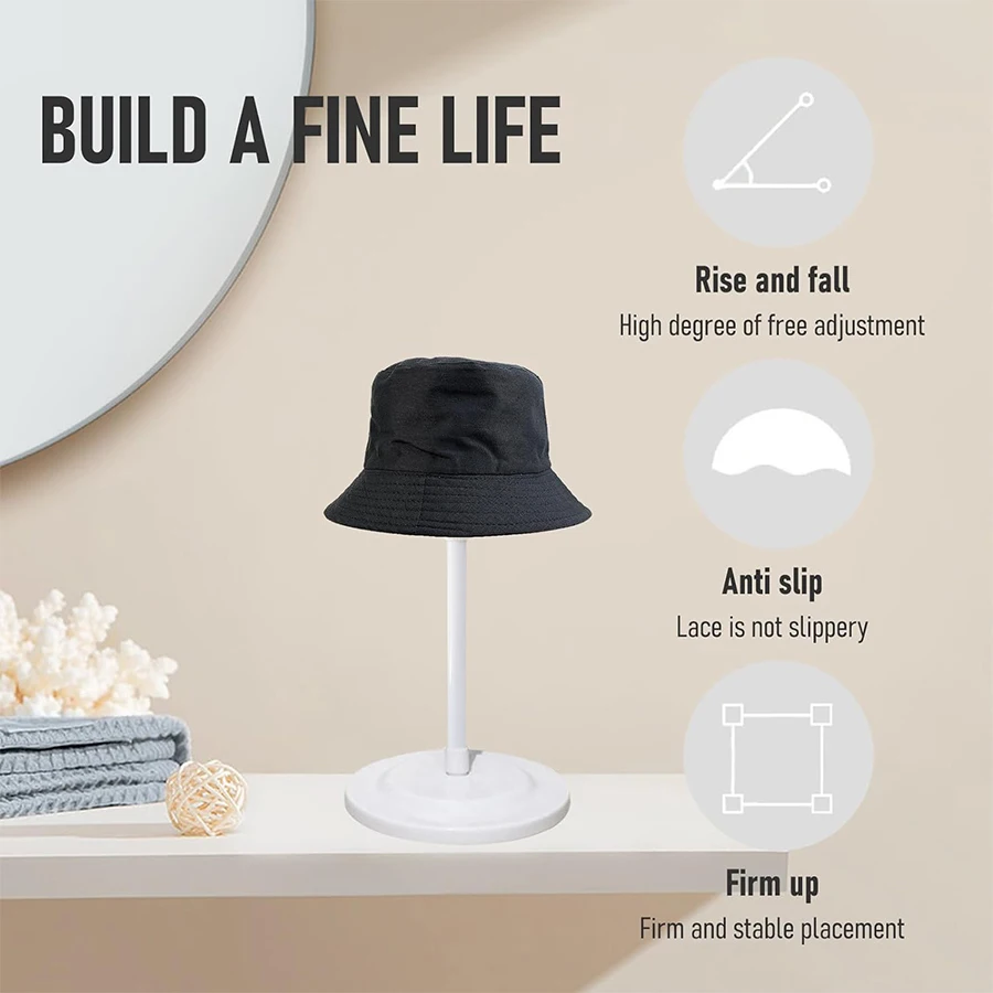 Color: gold color - 1Pc Adjustable Height Wig Stand, Portable Wig Head Holder Tools Hat Display, Non-Slip Wig Stand for Women