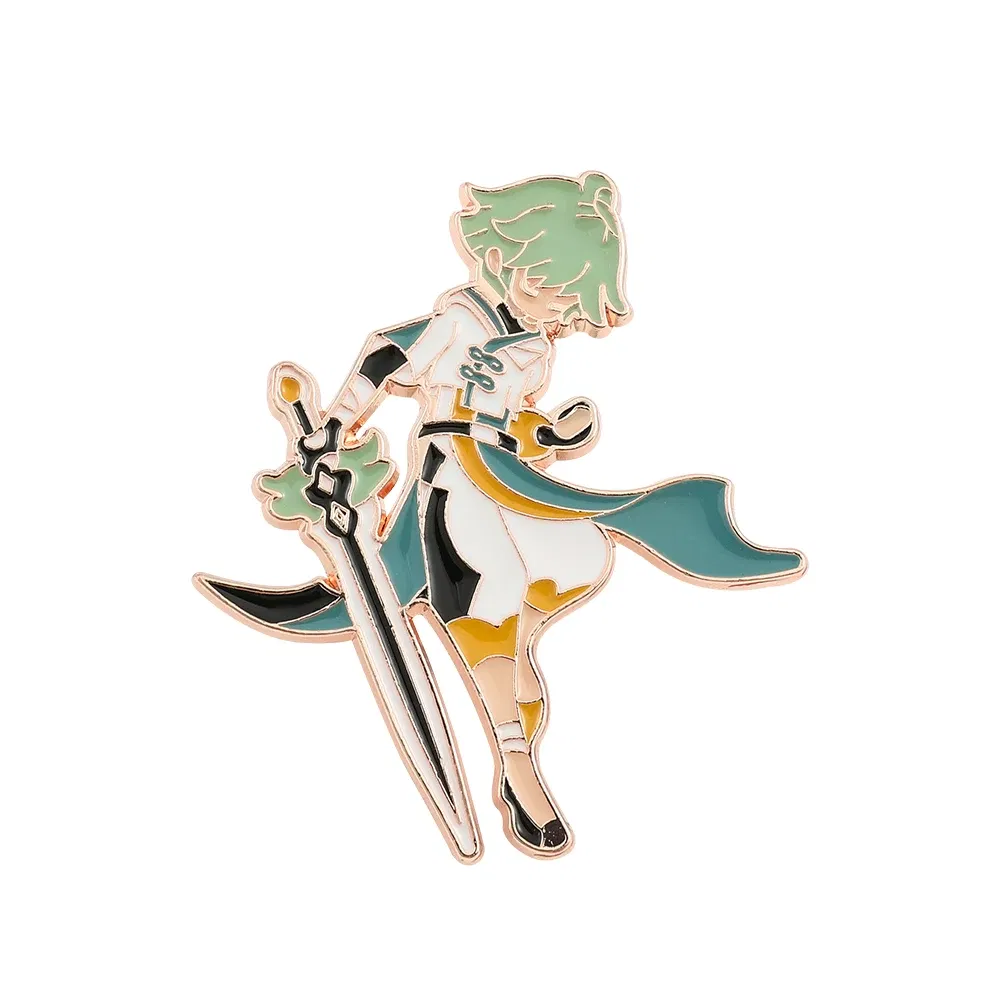 Metal color: SILVER PLATED, Ships From: CHINA - Game Genshin Impact Enamel Brooch Cosplay Figure Kaeya Alberich Jewelry Badge Props Lapel Pins for Jacket Pins Jewelry