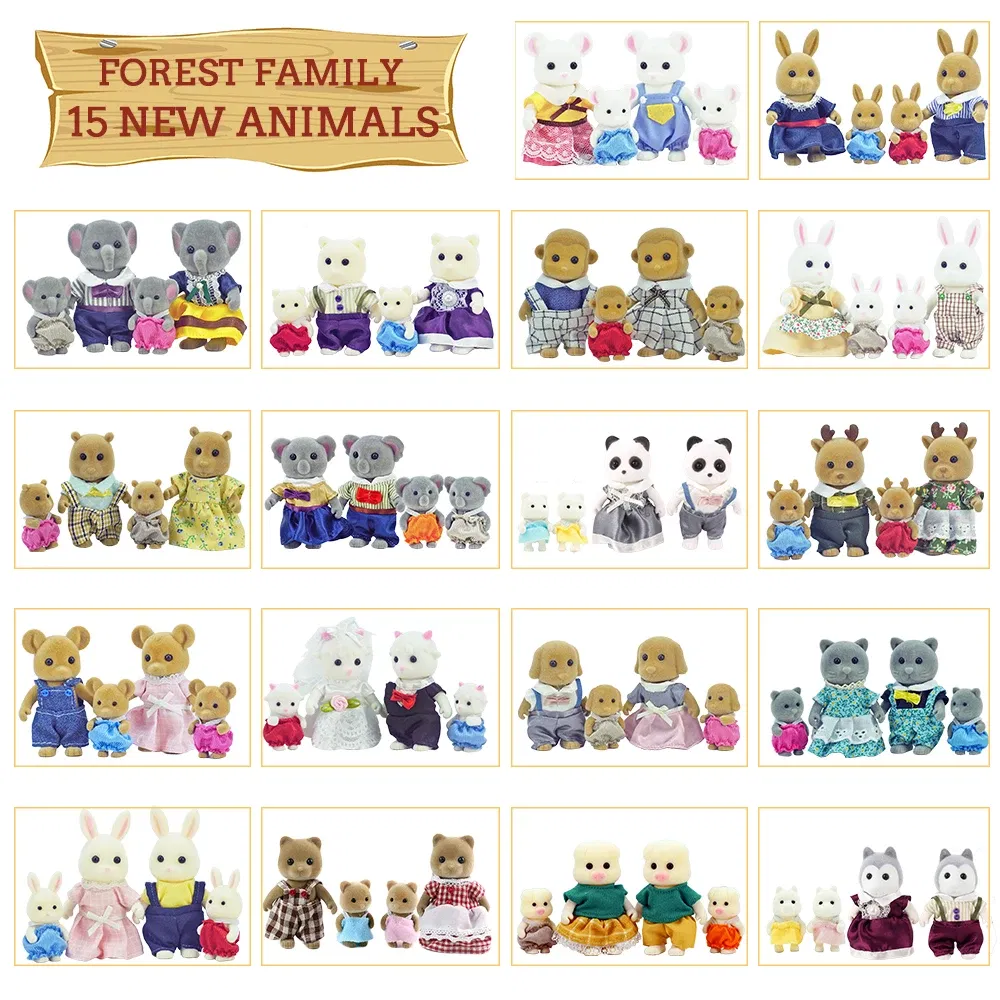 Color: Clear - Simulation Forest Reindeer Family Doll Dollhouse Figures Furniture Set DIY Playset Play House Girls Toys Accessories Xmas Gifts