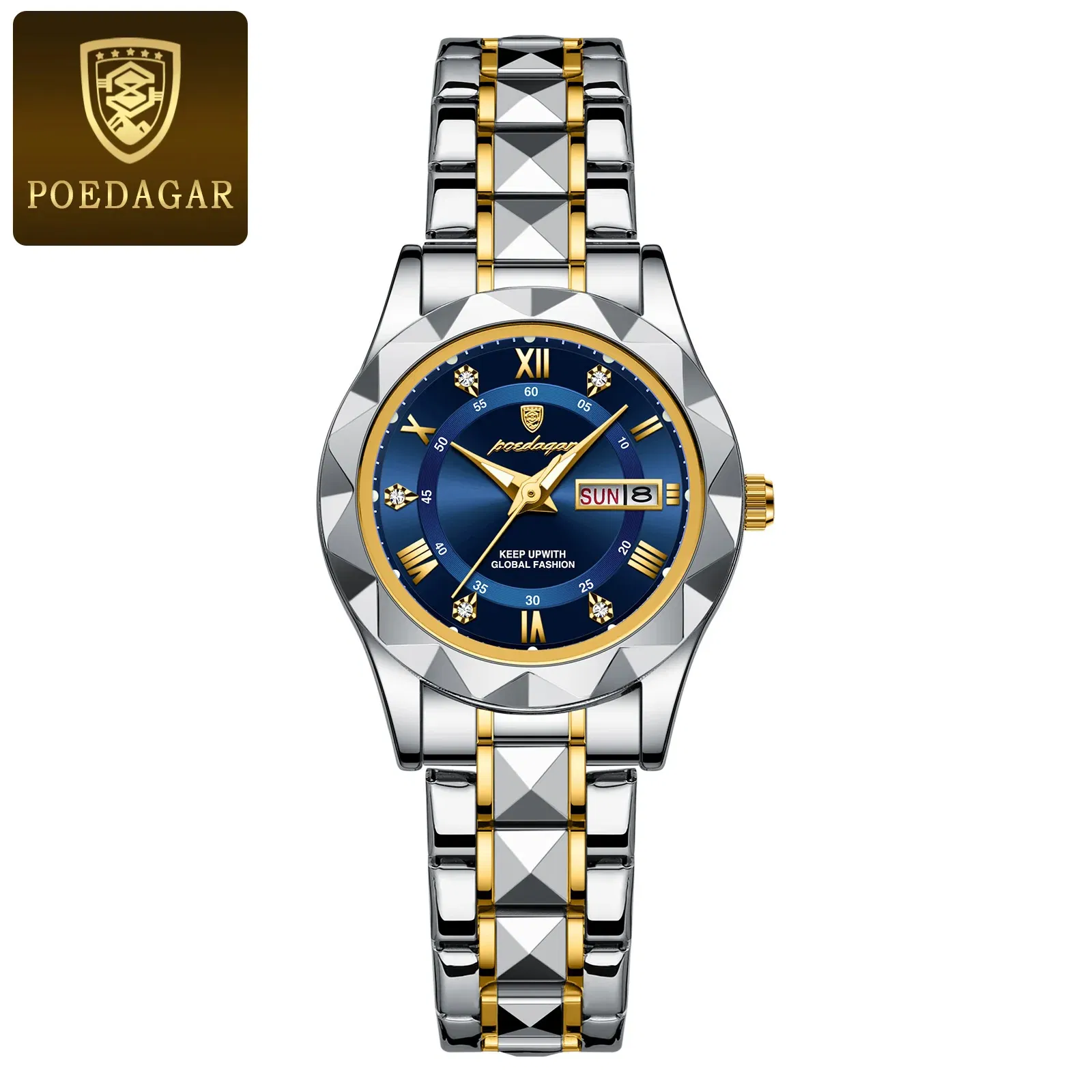 Color: BRONZE - POEDAGAR Luxury Ladies Dress Watch Luminous Waterproof Week Date Woman Wristwatch Stainless Steel Women Quartz Watches reloj+box