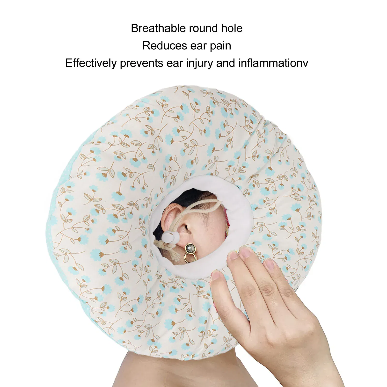 Color: multi - Ear Pillow Breathable Cotton Piercing Ear Care Pillow Ear Hole Guard Neck Support Side Sleeping Pillow Donut Cushion with Hole