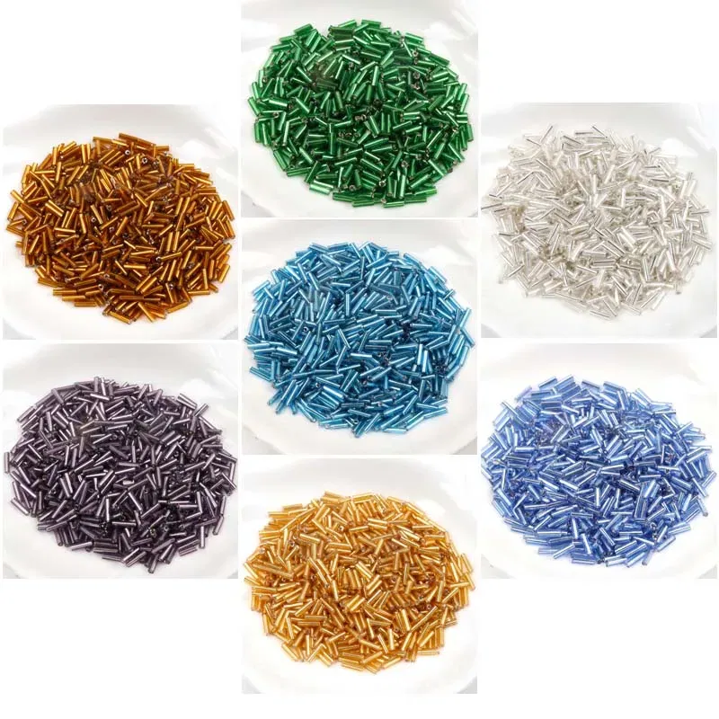 Color: green - Tube LINED Glass Czech Seed Spacer beads For jewelry handmade DIY Wholesale 17 colors 2x6mm 300pcs