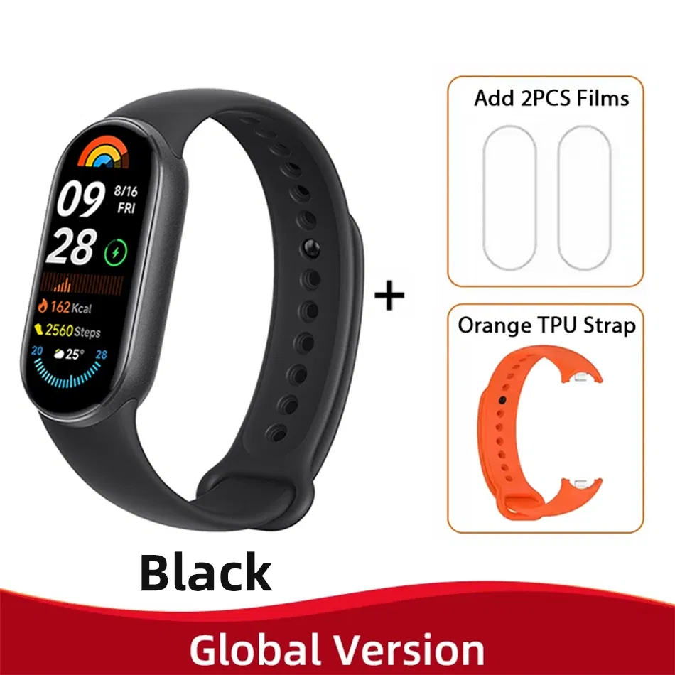 Color: VIOLET, Ships From: CHINA - New! Global Version Xiaomi Band 9 Mi Smart Bracelet 9 Color AMOLED 1.62" Ultra 21 Days Battery Life Miband Wrist Watch Blood