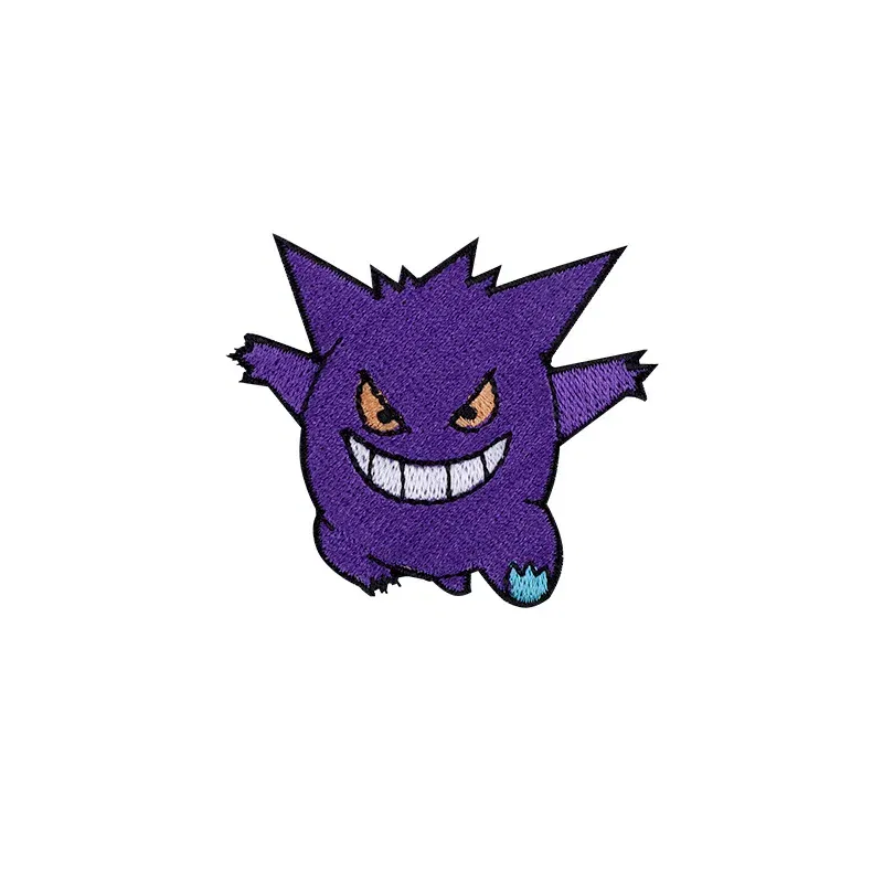 Color: black - Original Pokemon 3 style Gengar Patch DIY Badge Cloth Patch Embroidery Clothing bag sticker Down Jacket Denim Xmas Gift