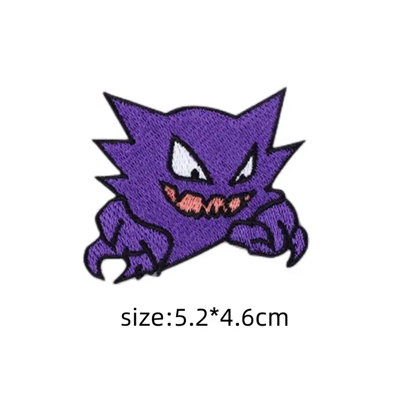 Color: black - Original Pokemon 3 style Gengar Patch DIY Badge Cloth Patch Embroidery Clothing bag sticker Down Jacket Denim Xmas Gift