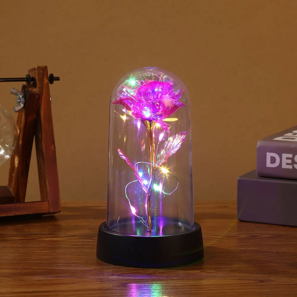 Color: Brown - 1pc Hot LED Enchanted Galaxy Rose Eternal Beauty Rose With Fairy Lights in Dome for Valentine's Day Wedding Party Mother's Day