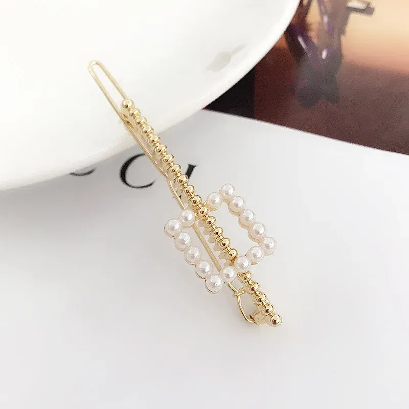 Color: army green - 2019 New Fashion geometric Pearl rhinestone hairpin ball side clip Accessories For Women Girls Hairgrip Hairclip Headwear