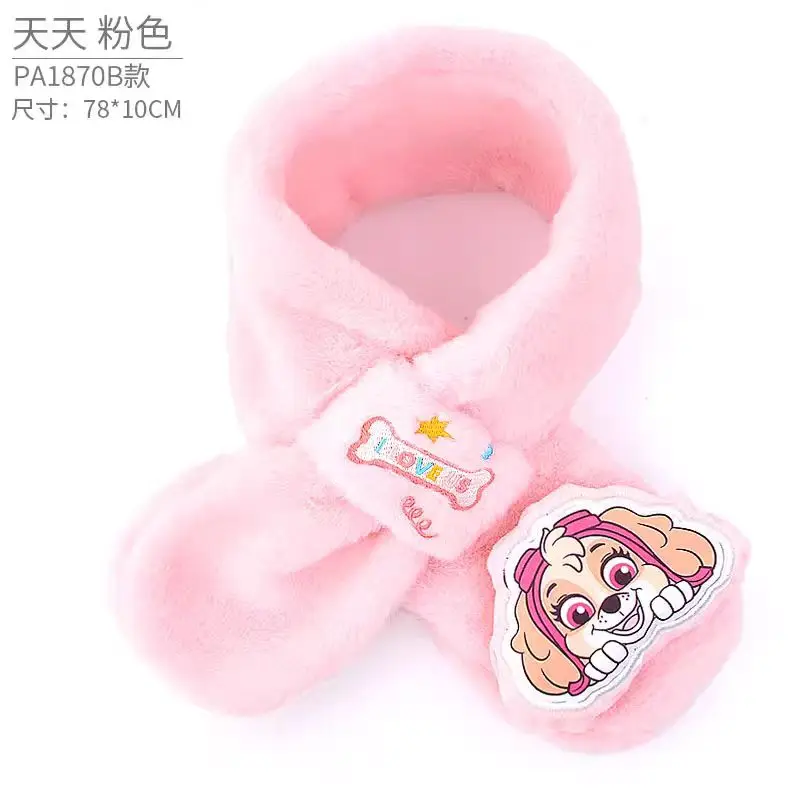 Color: Blue, Size: XXL - 100% Genuine Paw Patrol Thicken Cross Collar Scarf Kids Girls Glove Warm Winter Muffler Fur Plush Cute Shawl Scarfs High quality
