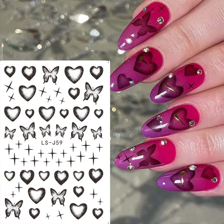 Color: White Smoke - Sliver Stars Nails Stickers 3D Bronzing Laser White Cross Starlight Glossychic Y2k Stylish Adhesive Manicure Decorations SO-167