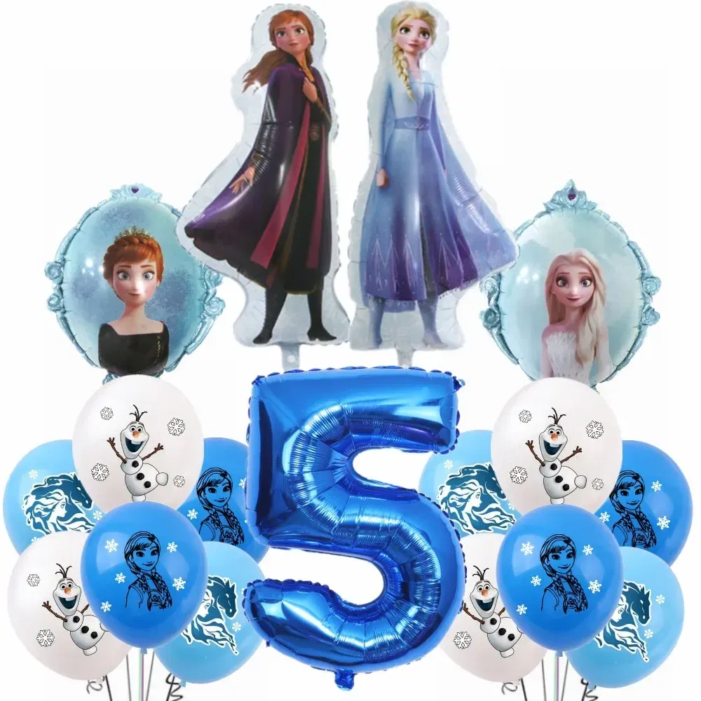 Color: DARK GRAY, Ships From: CHINA - New Frozen Elsa Anna Party Decorations Snow Queen Theme Tableware Balloon Set Baby Shower Kids Girls Birthday Party Supplies
