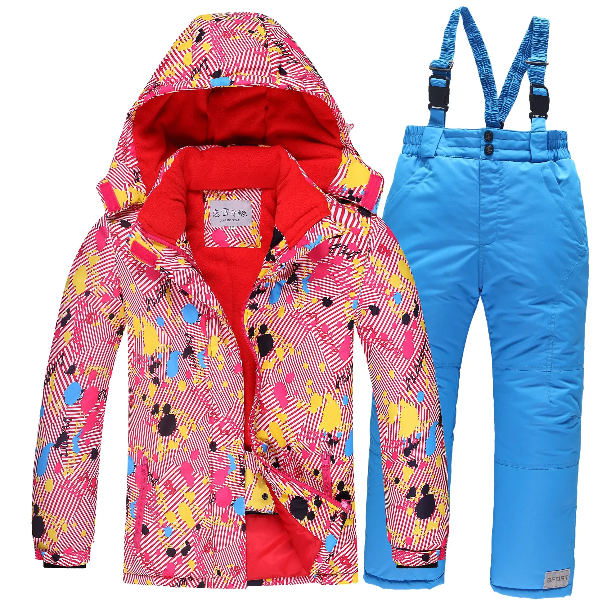 Color: Orange, Kid Size: 10 - OLEKID 2025 Russia Winter Children Boy Ski Suit Waterproof Girl Jacket Overalls Snowsuit 3-16 Years Kid Teenage Parka Snow Suit