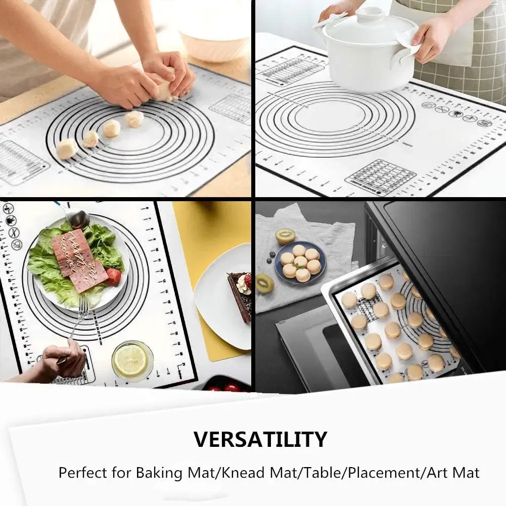 Color: Pink, Size: L - Large Size Silicone Kneading Pad Non-Stick Surface Rolling Dough Mat With Scale Kitchen Cooking Pastry Sheet Oven Liner Bakeware