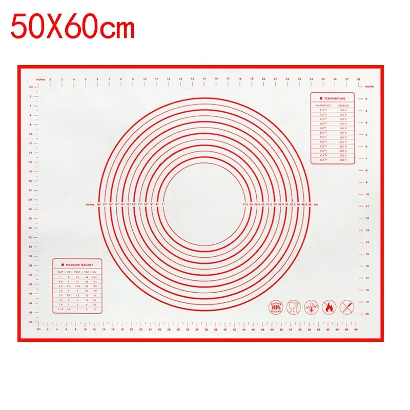 Color: Pink, Size: L - Large Size Silicone Kneading Pad Non-Stick Surface Rolling Dough Mat With Scale Kitchen Cooking Pastry Sheet Oven Liner Bakeware