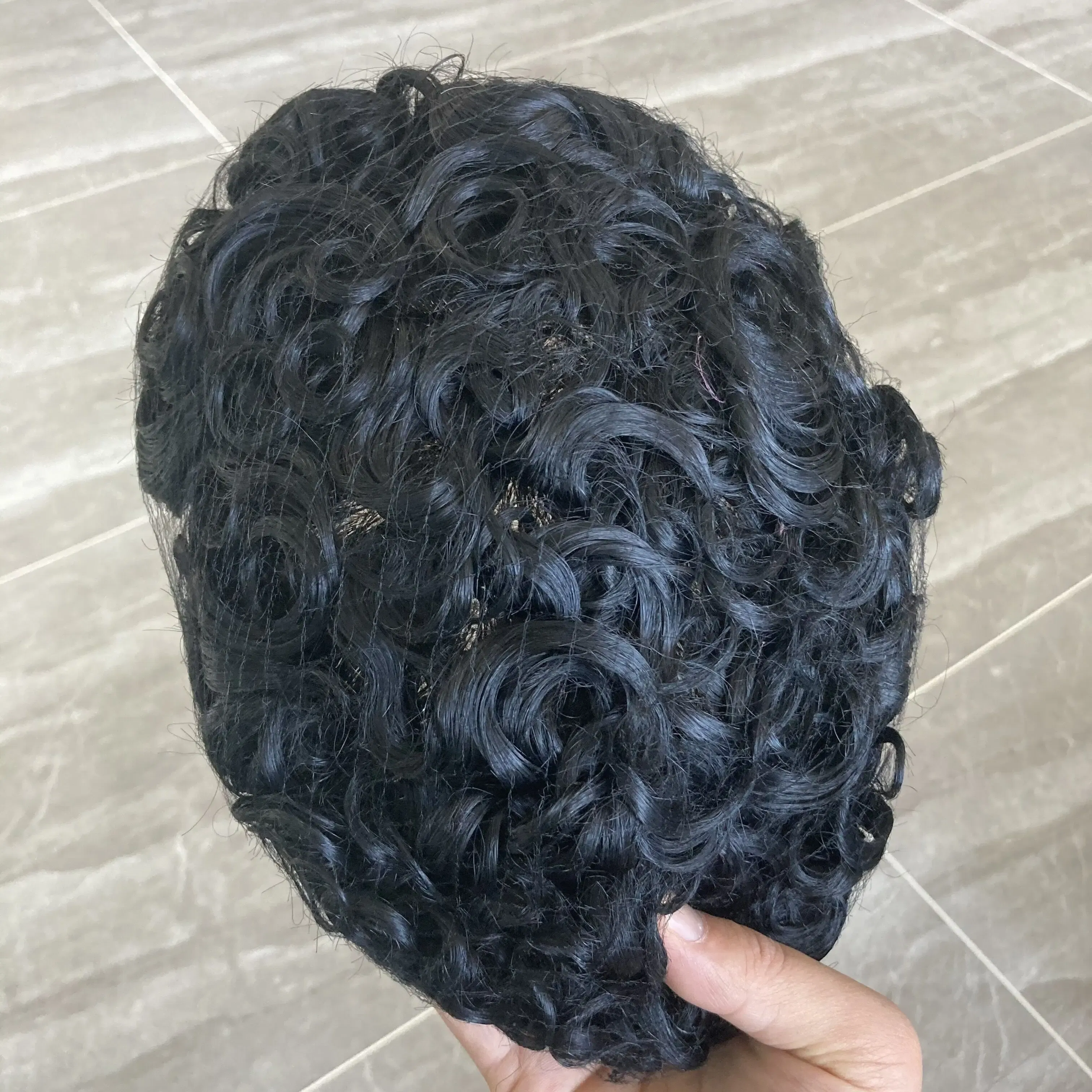 Toupee Color: 1750#, Toupee Density: 130%, Length: 6 inches, Toupee Size: 8x10, Toupee Design: free - 20MM Curly Brown Black Super Durable Mono Lace&Pu Mens Toupee Wig Human Hair 15mm Capillary Prosthesi Weave Replacement For Male