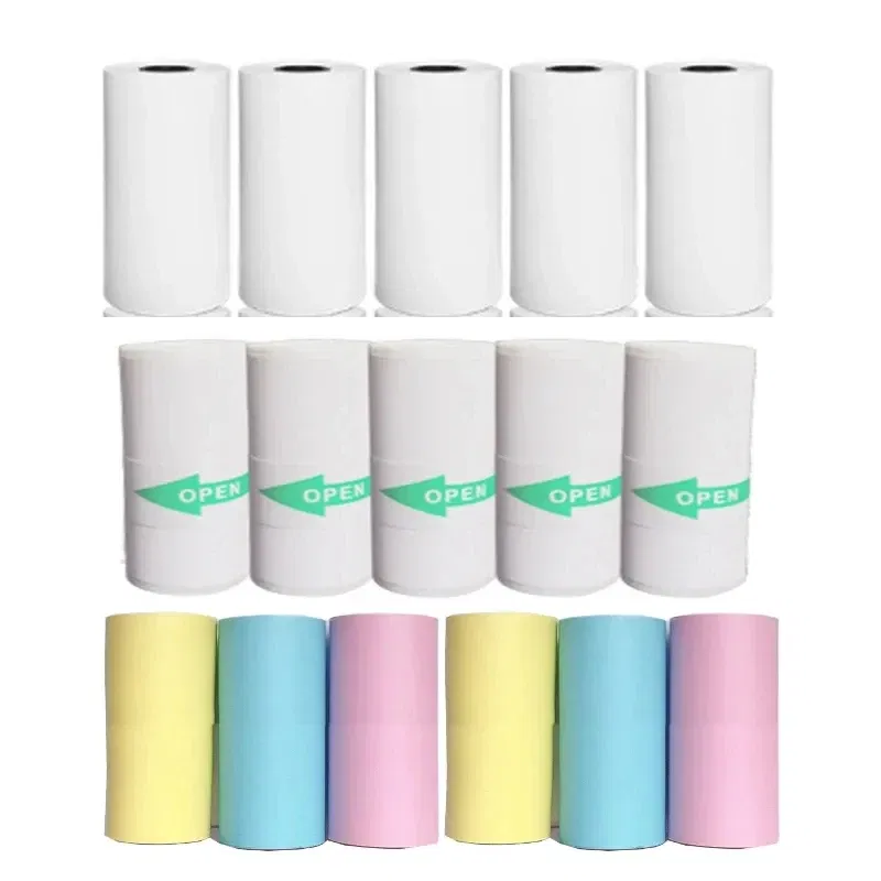 Color: Pink - Printer Paper Thermal Paper 58mm Mini Photo Rolls 57*25MM White Color Gift DIY Sticker Label Receipt Bill Self-adhesive Paper