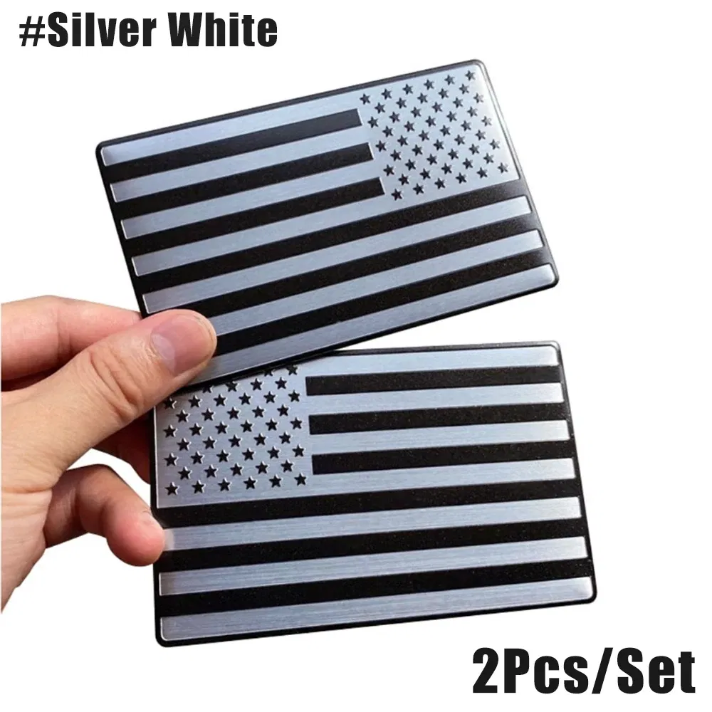 Color: Dark Grey - 2Pcs/Pair 3D American Flag Sticker Emblem Decals Cut-Out Car Military Patriotic Emblem, Bumper Stickers Decal for Car Truck SUV