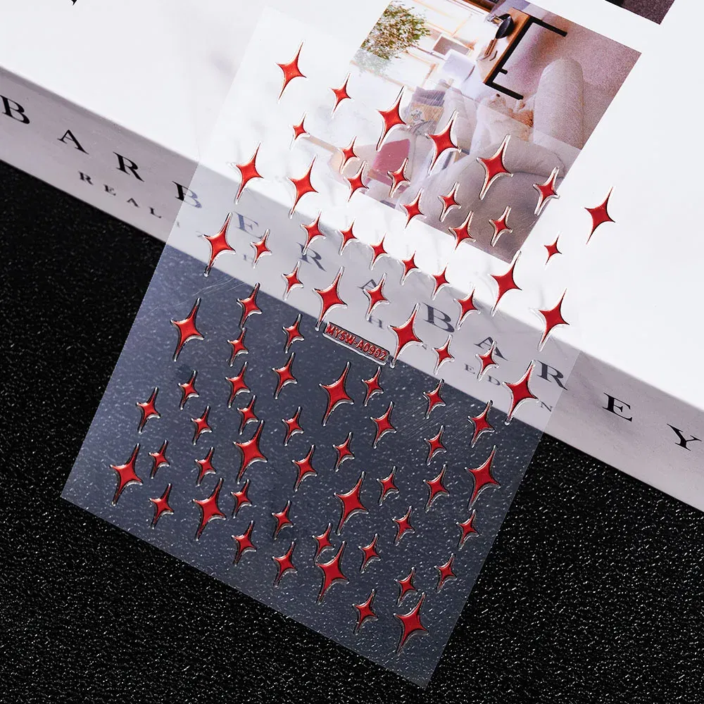 Color: Palegoldenrod - 3D Laser Silver/Rose Gold Hollow Cross Star Nail Art Stickers Design Self-Adhesive Hollow Cross Star Nail/Body Art Decor Sticker