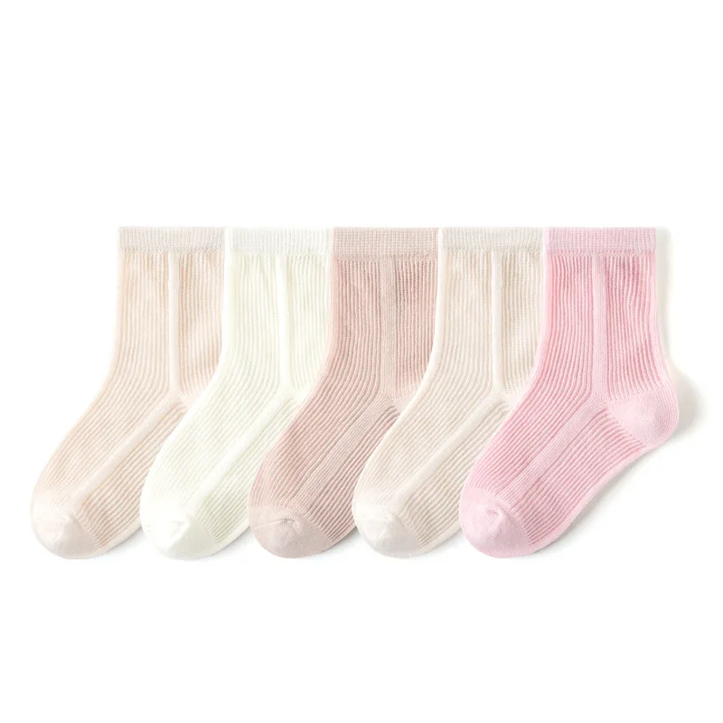 Color: black, Size: 2-3T - 5 Pairs Baby Socks Summer Cotton Socks Thin Mesh Sock Boys Girls Crew Socks Solid Color