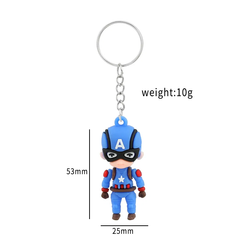 Color: black, Ships From: CHINA - Marvel Superhero Keychain Avengers Cartoon Doll Iron Man Spiderman Keyrings for Backpack Accessories Key Holder Kid Gift