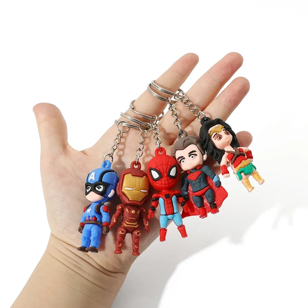 Color: black, Ships From: CHINA - Marvel Superhero Keychain Avengers Cartoon Doll Iron Man Spiderman Keyrings for Backpack Accessories Key Holder Kid Gift