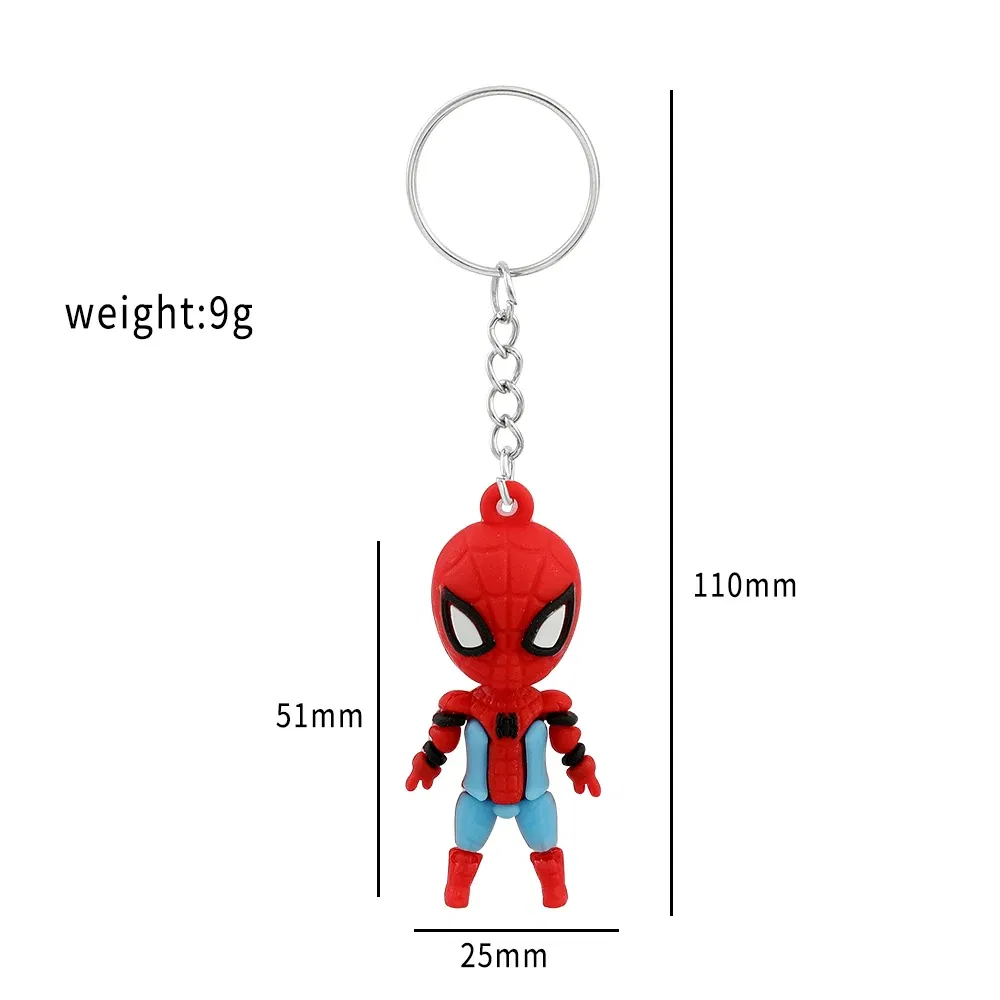 Color: black, Ships From: CHINA - Marvel Superhero Keychain Avengers Cartoon Doll Iron Man Spiderman Keyrings for Backpack Accessories Key Holder Kid Gift