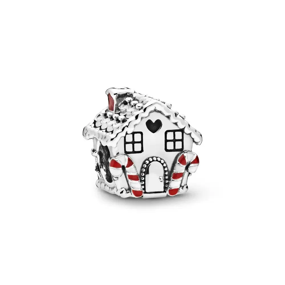 Gem Color: tan - Pure Silver 925 Christmas Charm Fit DIY Pandora Bracelet Christmas Gift