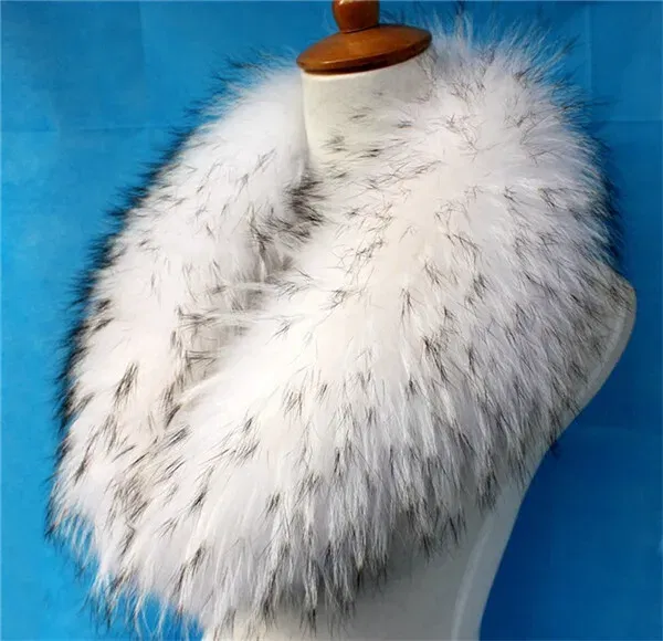 Color: Dark Grey, Size: XXL - Real Raccoon Fur Scarves Woman 100% Pure Natural Raccoon Fur Collar Warm Winter Scarves Red Fox Fur Collar L#1