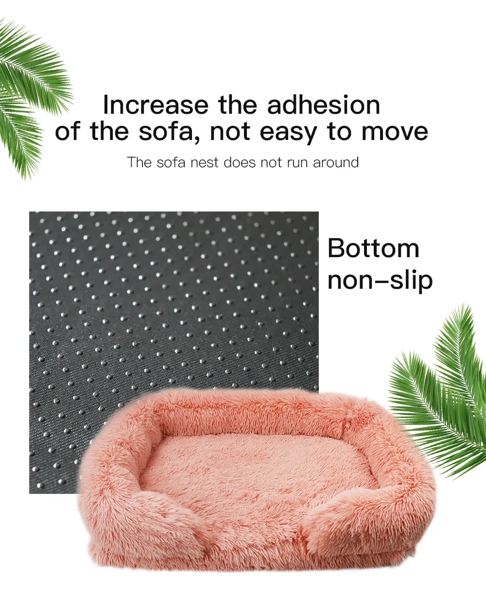 Color: Blue, Size: M - New Large Dog Bed Dog Plush Pet Bed Winter Thickened Pad Dog Sleeping Bed Sofa Removable Pad Dog Small Large Dog square kennel