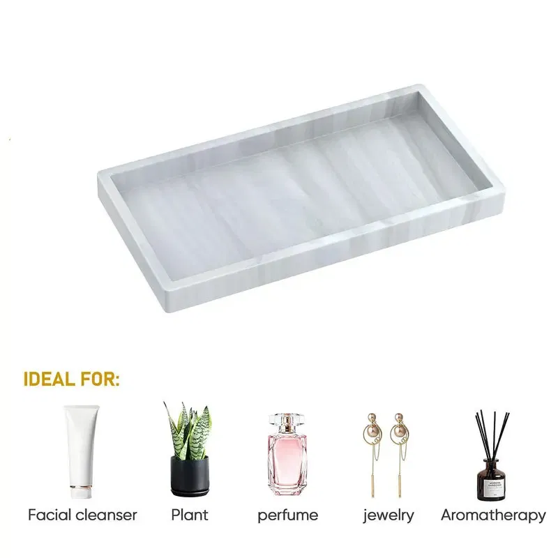 Color: Bronze, Size: XL - Bathroom Counter Tray, Thickened Silicone Bathroom Vanity Tray, Shatterproof Durable Rectangle Bathroom Tray Soap Dispenser Tray