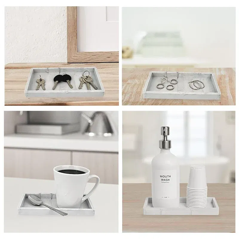 Color: Bronze, Size: XL - Bathroom Counter Tray, Thickened Silicone Bathroom Vanity Tray, Shatterproof Durable Rectangle Bathroom Tray Soap Dispenser Tray