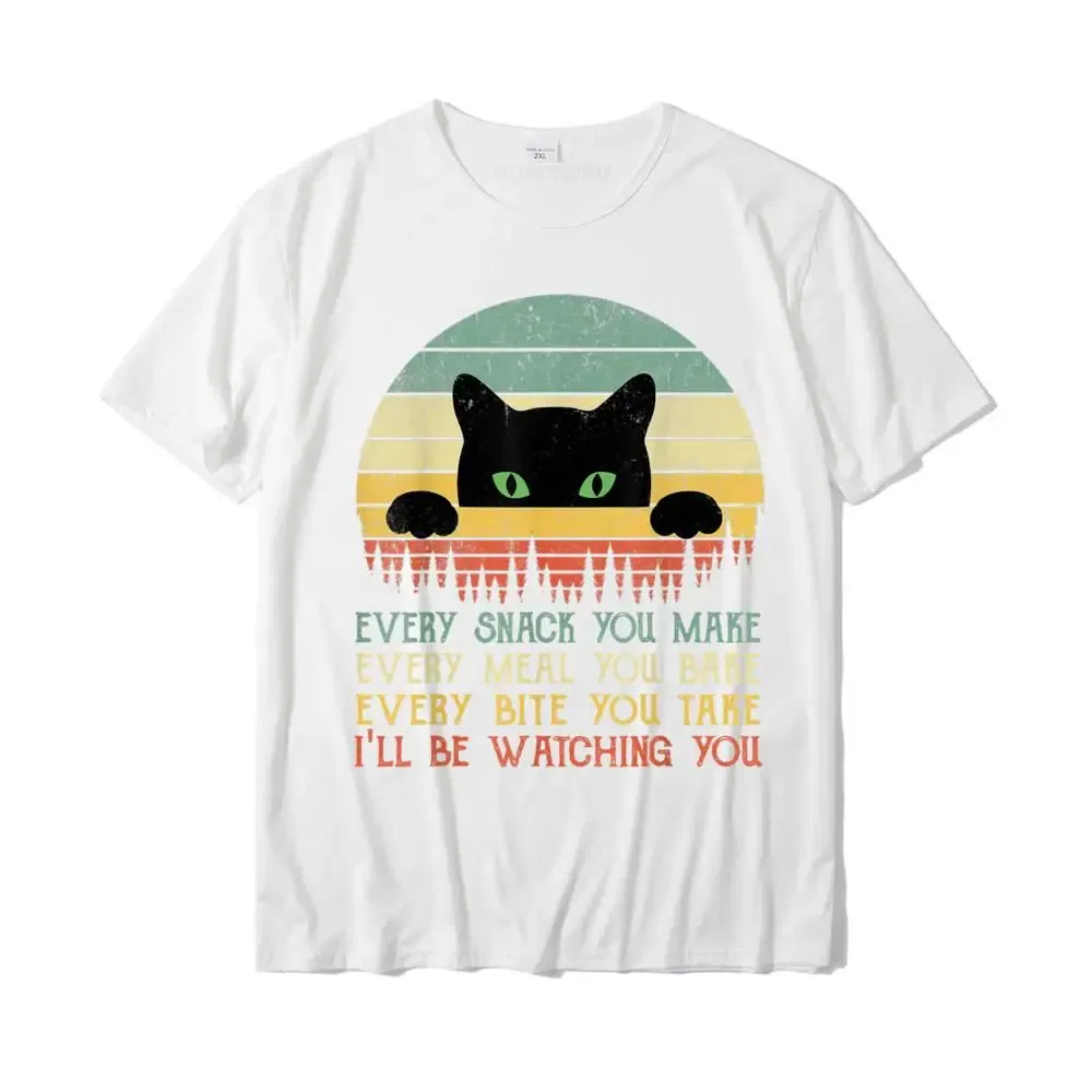 Color: WHITE, Size: L - Every Snack You Make Cat Funny Cat Mom Cat Mama Cat Dad T-Shirt Cotton T Shirts For Men Custom T Shirt Rife Printed