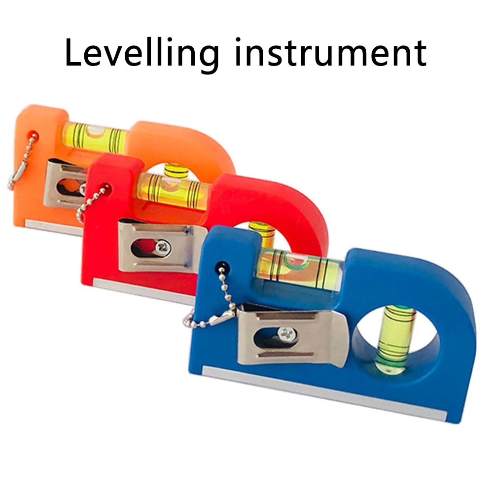 Color: Gold - Mini Pocket Level Bubble 2 Bubble Spirit Leveler With Metal Chain Hook Horizontal Ruler Portable Level Ruler Magnetic ABS Shell