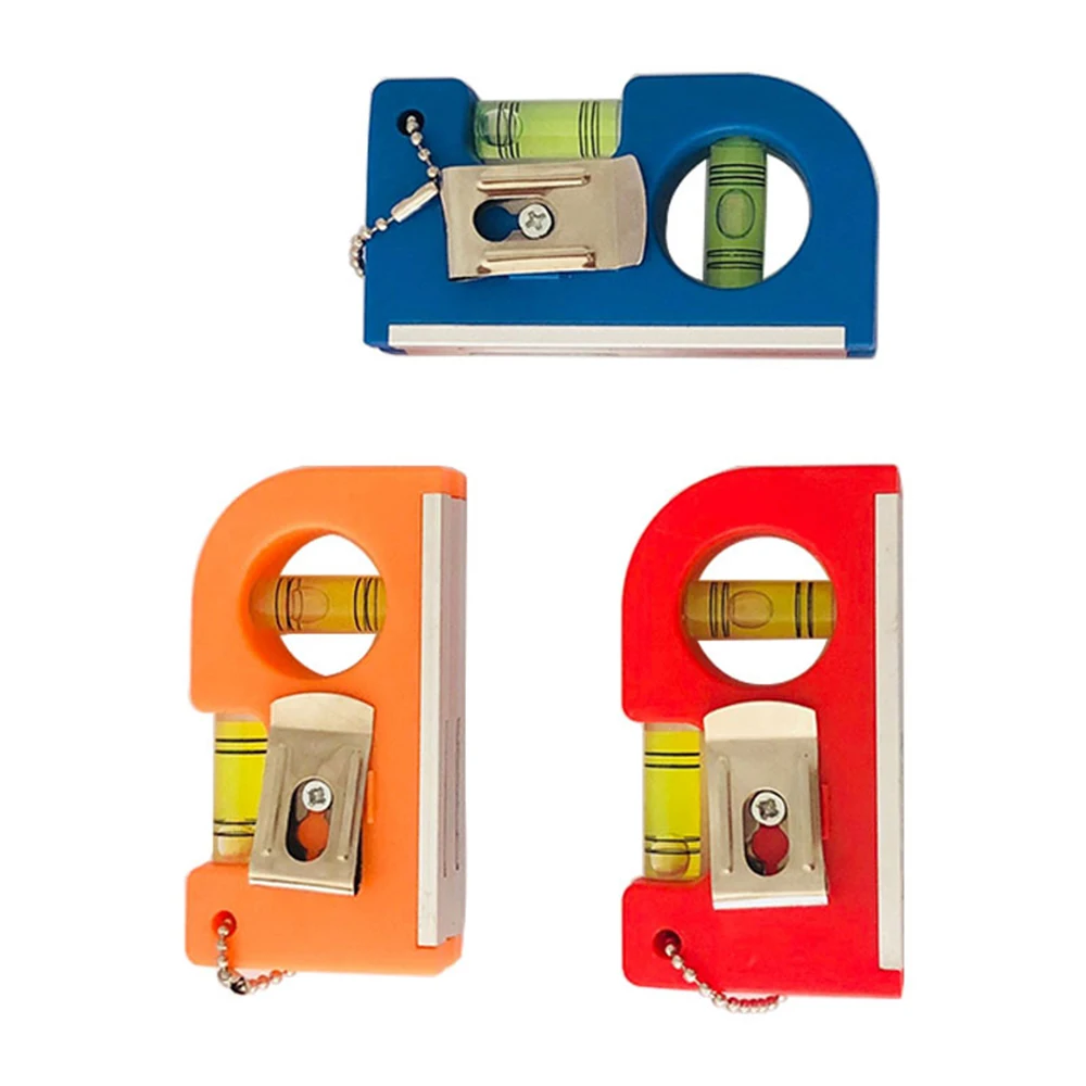 Color: Gold - Mini Pocket Level Bubble 2 Bubble Spirit Leveler With Metal Chain Hook Horizontal Ruler Portable Level Ruler Magnetic ABS Shell