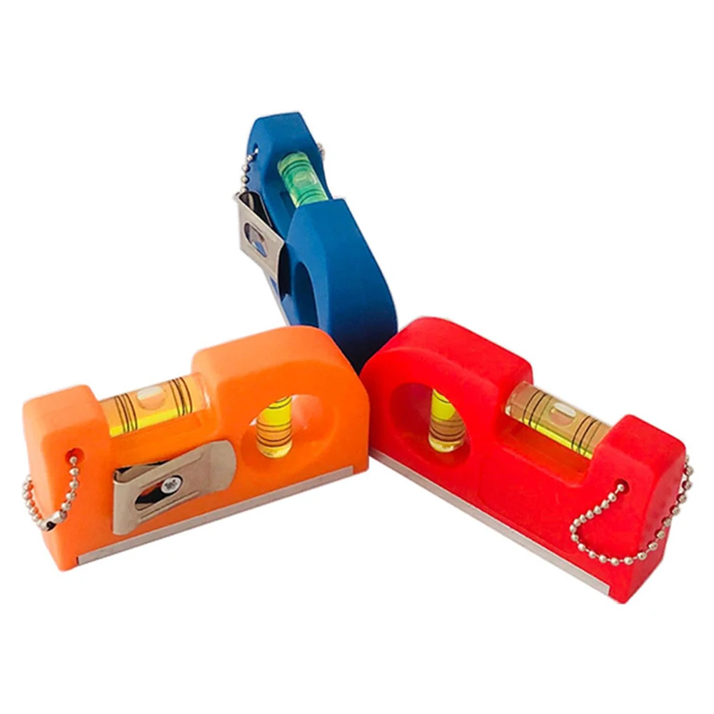 Color: Gold - Mini Pocket Level Bubble 2 Bubble Spirit Leveler With Metal Chain Hook Horizontal Ruler Portable Level Ruler Magnetic ABS Shell