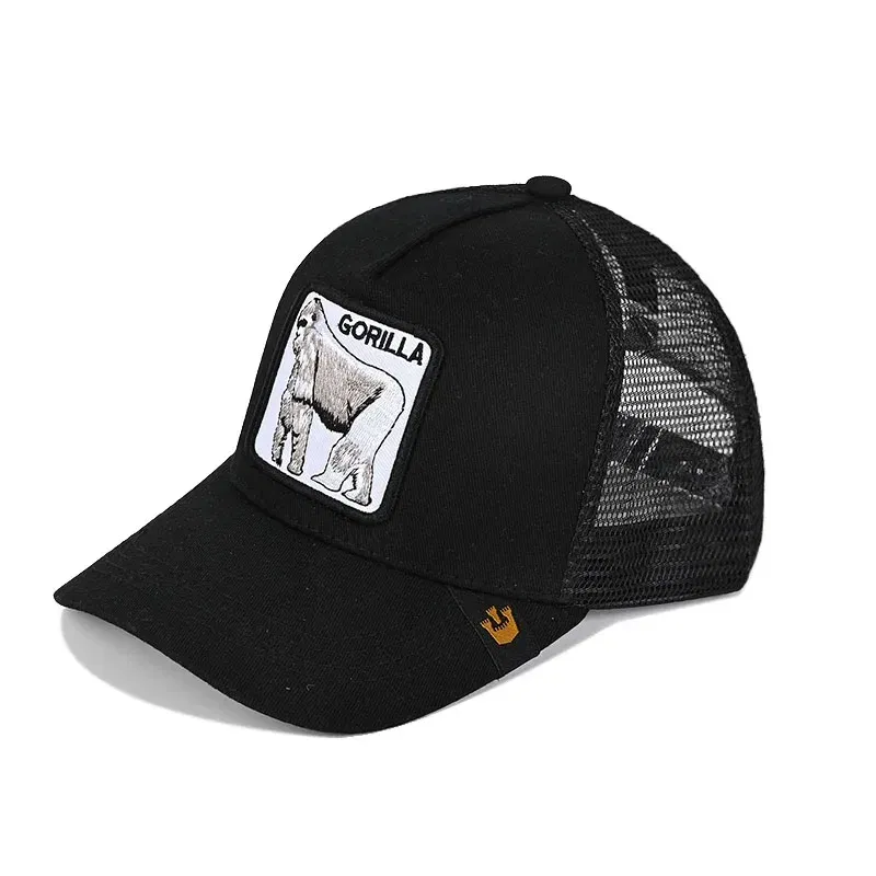 Color: Burgundy - Baseball Caps Men Women Snapback Hip Hop Cap With Fashion Animals Embroidery Summer Breathable Mesh Trucker Caps Streetwear Bone