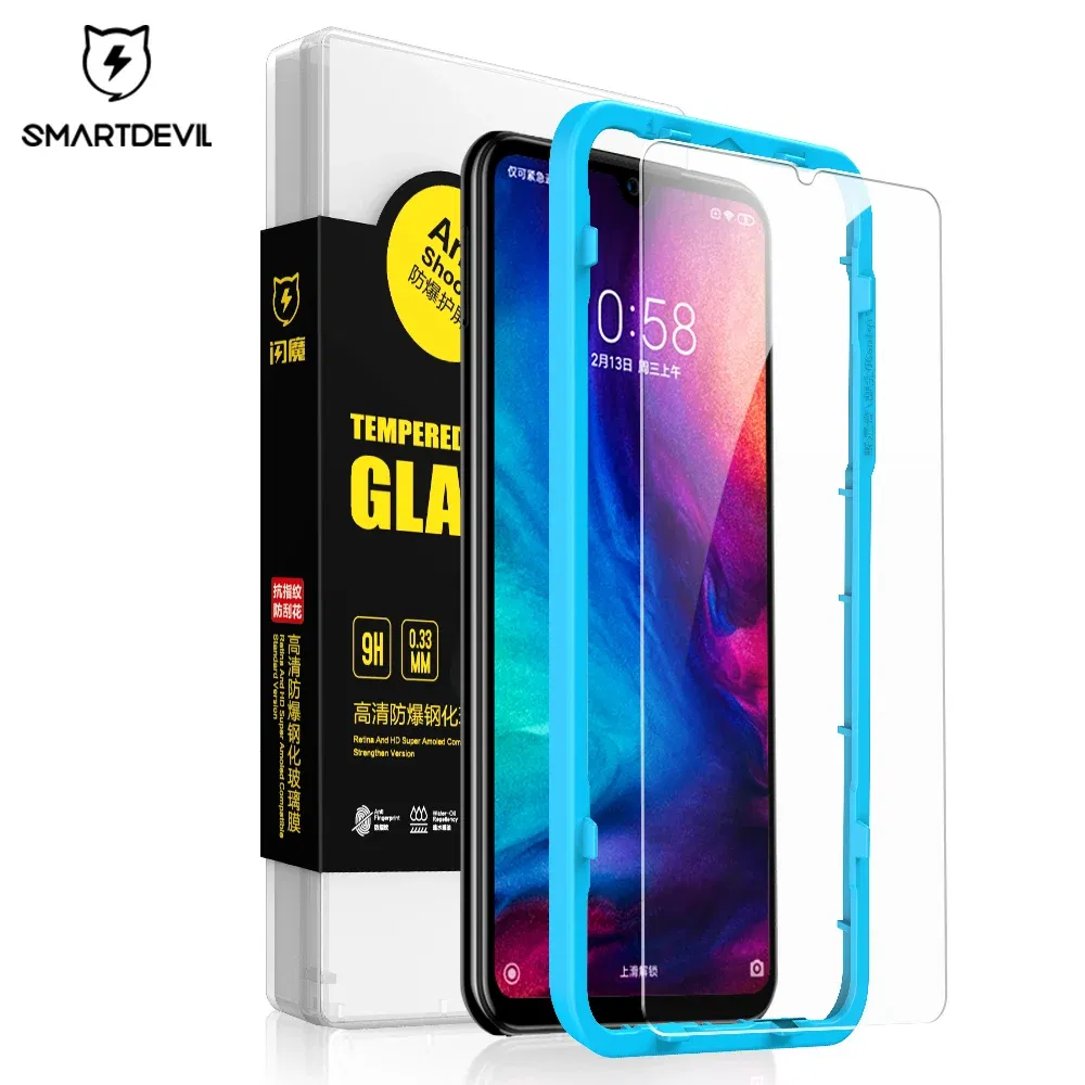 Color: Lucent, Material: Anti Peeping - SmartDevil Tempered Glass For Redmi Note 9 8 Pro 7 Pro Screen Protector For Redmi 9T 10X 2.5D Curved Anti Blue Light 2 PCS