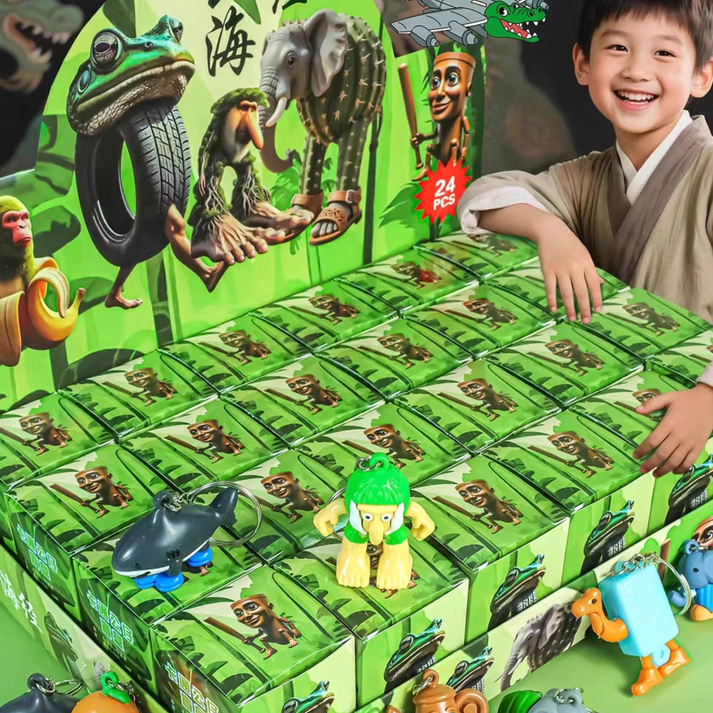 Color: Blue - 12/24PCS Italian Brainrot Blind Box Toy Tungtungtung Sahur Tralarero Tralala Bombardinocrocodilo Figures Key Chain Birthday Gift