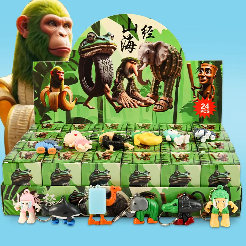 Color: Blue - 12/24PCS Italian Brainrot Blind Box Toy Tungtungtung Sahur Tralarero Tralala Bombardinocrocodilo Figures Key Chain Birthday Gift