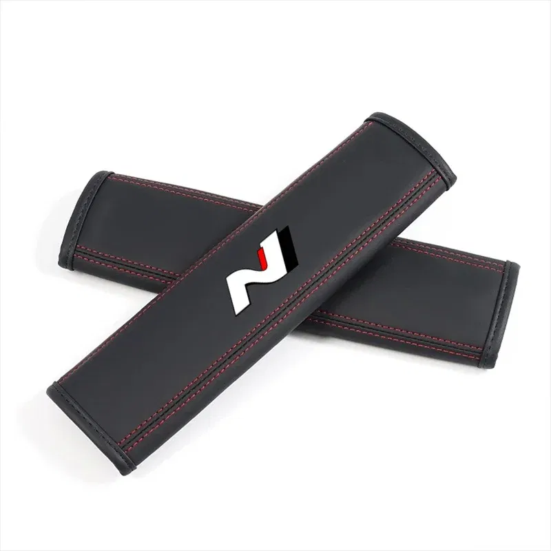Color Name: Beige - Car Seat Belt Nappa Leather Safety Belt Shoulder Covers For Hyundai N Performance i30 i20 Elantra Tucson Kona Sonata Kona 2023