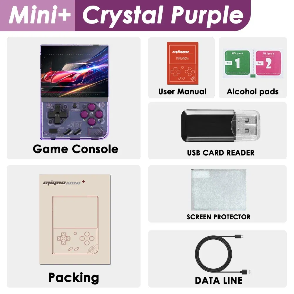 Color: Gold, Bundle: Bundle 1 - MIYOO Mini Plus Portable Retro Handheld Game Console V2 Mini+ IPS Screen Classic Video Game Console Linux System Children's Gift