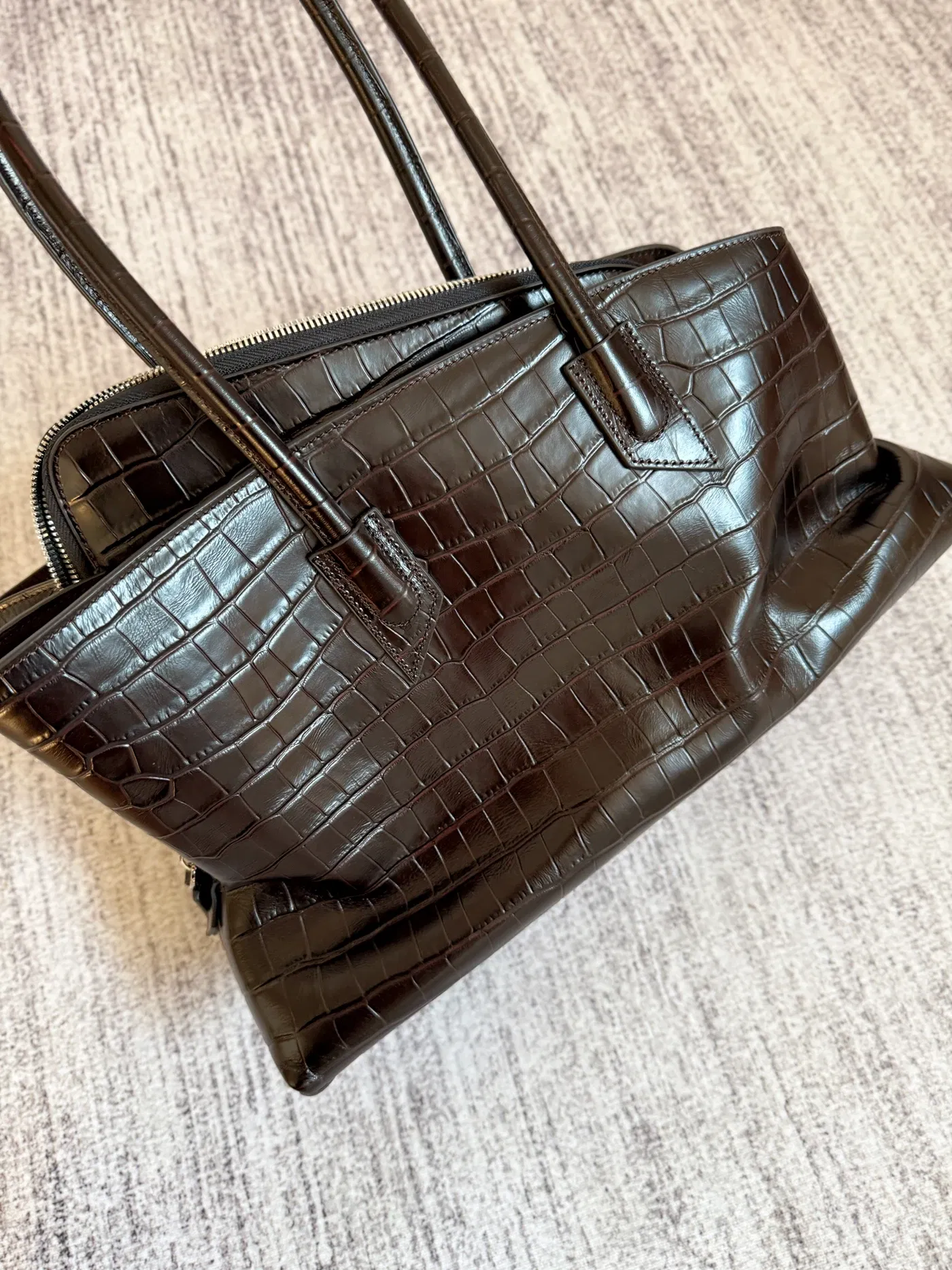 Color: APRICOT - Brand Crocodile pattern genuine leather luxury Handbags High Quality alligator large capacity Lady Totes Shoulder Crossbody Bag