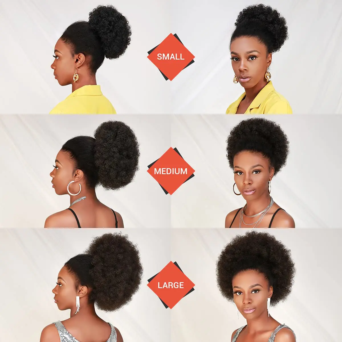 Color: Natural Color, Bulk Buy: 1pc, Stretched Length: 10inches - Synthetic 10Inch Big Afro Puff Drawstring Ponytail Extensions for Black Women 4b 4c Kinky Curly Hair Bun Ponytail Wigs Daily Use