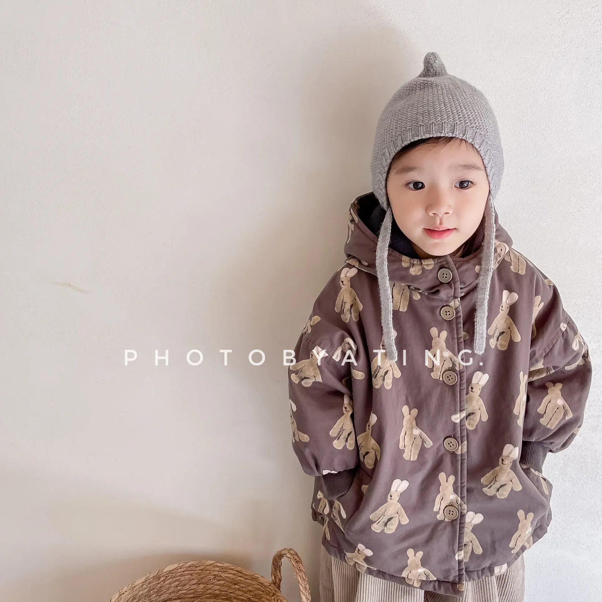 Color: Beige, Kid Size: 5T - Girls Coat 2025 Autumn and Winter New Children's Clothing Korean Wind Girl Baby Cotton Printed Down Jacket Casual Simple Daily